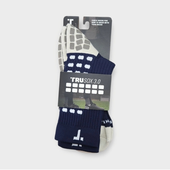 TRUSOX 3.0 Grip Cushioned Mens Crew Socks Navy Blue Non Slip Performance L NWT - Picture 1 of 4
